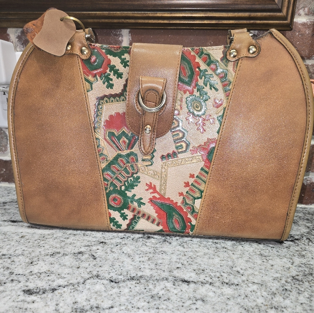 TRADITIONAL VINTAGE KOREAN LEATHER/SUEDE HANDBAG
